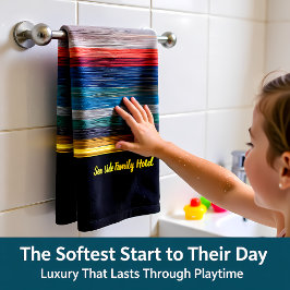 Conjunto De Toalhas Abstrato contemporâneo em azul vermelho e prata ma