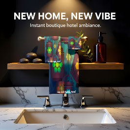 Conjunto De Toalhas Abstrato contemporâneo na lanterna multicor 2