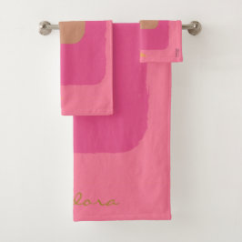 Conjunto De Toalhas Abstrato cor-de-laranja rosa bege Dourado chic