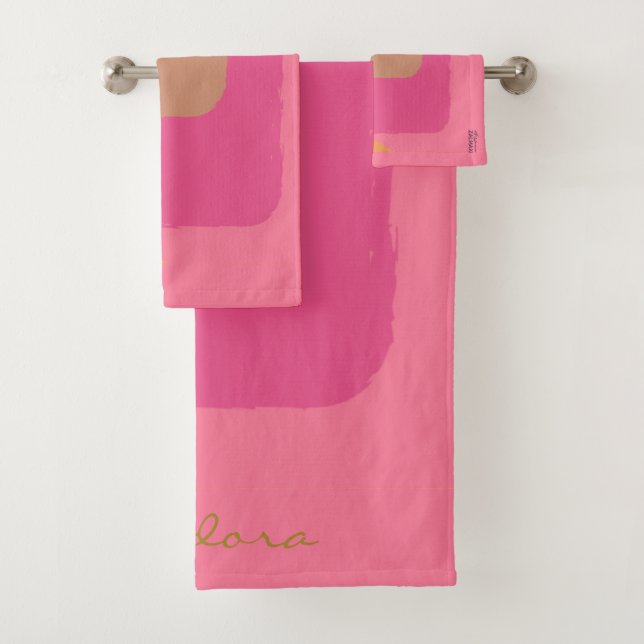 Conjunto De Toalhas Abstrato cor-de-laranja rosa bege Dourado chic (Insitu)