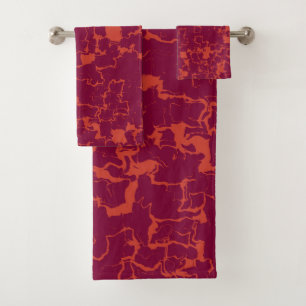 Conjunto De Toalhas Abstrato cor-de-rosa quente e laranja