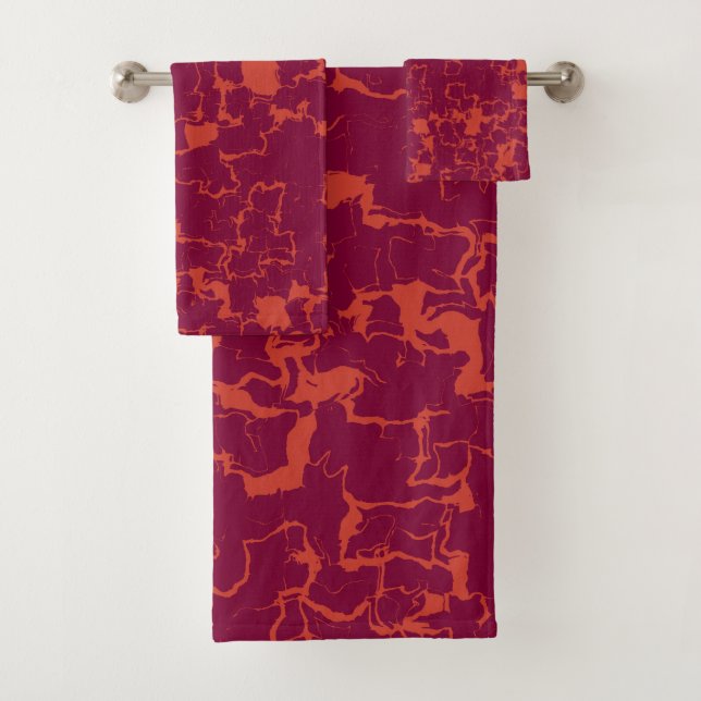 Conjunto De Toalhas Abstrato cor-de-rosa quente e laranja (Insitu)