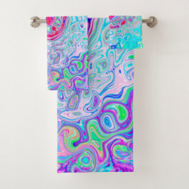 Conjunto De Toalhas Abstrato da Groovy com espiral retrógrada e verde