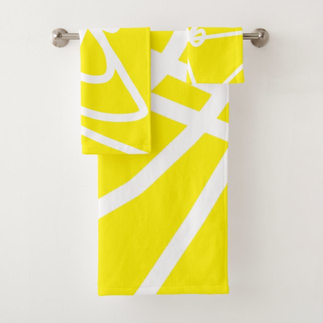Conjunto De Toalhas Abstrato de Arte Amarela (Insitu)