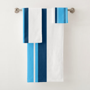 Conjunto De Toalhas Abstrato de Arte Funky Azul Escuro Claro Branco