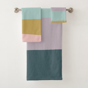 Conjunto De Toalhas Abstrato de Bloco de Cores de Pastel de Arte Geom