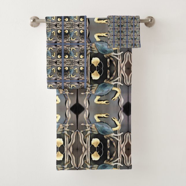 Conjunto De Toalhas Abstrato de caranguejo azul (Insitu)