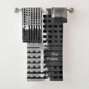 Conjunto De Toalhas Abstrato de Cinza de luxo moderno monograma