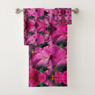 Conjunto De Toalhas Abstrato de Flor de Hibiscus Rosa