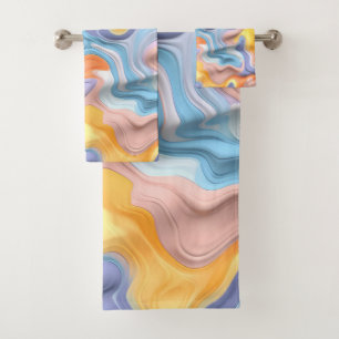 Conjunto De Toalhas Abstrato de Fluido Plástico Pastel