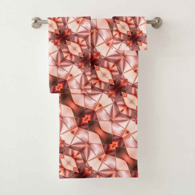Conjunto De Toalhas Abstrato de formas sedosas em vinho rosado (Insitu)