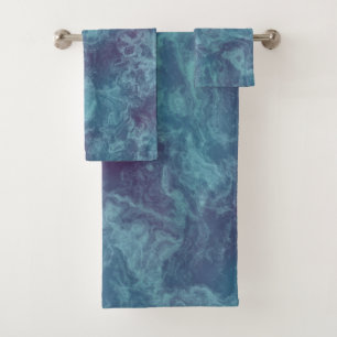 Conjunto De Toalhas Abstrato de mármore azul e roxo