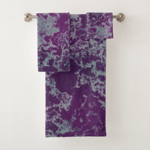 Conjunto De Toalhas Abstrato de mármore azul e roxo