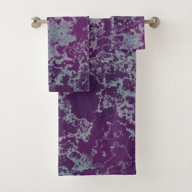 Conjunto De Toalhas Abstrato de mármore azul e roxo (Insitu)