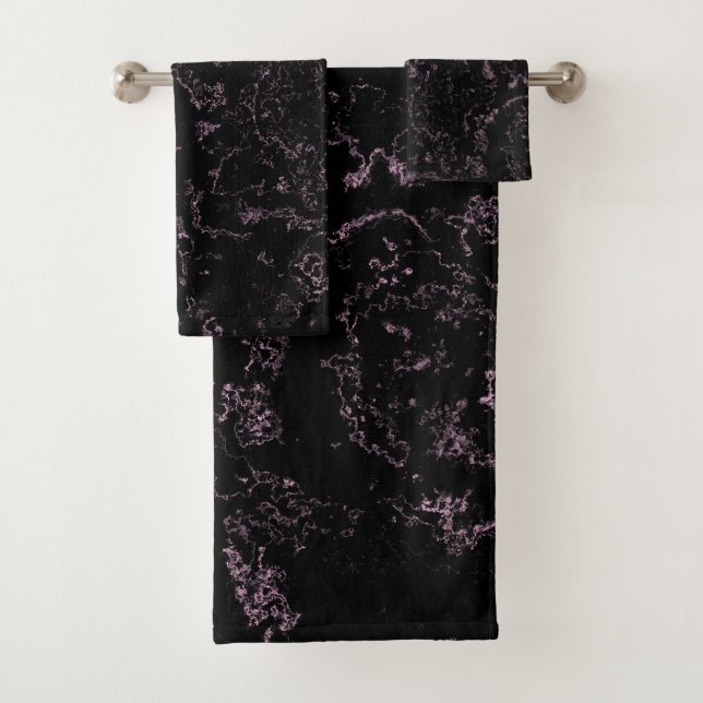 Conjunto De Toalhas Abstrato de mármore rosa e preto (Insitu)
