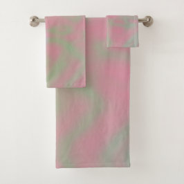 Conjunto De Toalhas abstrato de mármore rosa e verde