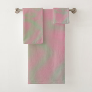 Conjunto De Toalhas abstrato de mármore rosa e verde