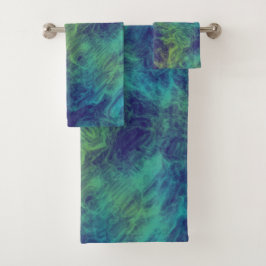 Conjunto De Toalhas abstrato de mármore verde e azul