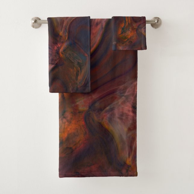 Conjunto De Toalhas abstrato de mármore vermelho, azul, laranja e roxo (Insitu)