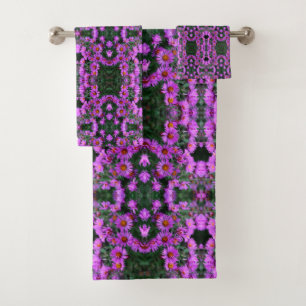 Conjunto De Toalhas Abstrato de Orton, Flores de Aster de outono Rosa