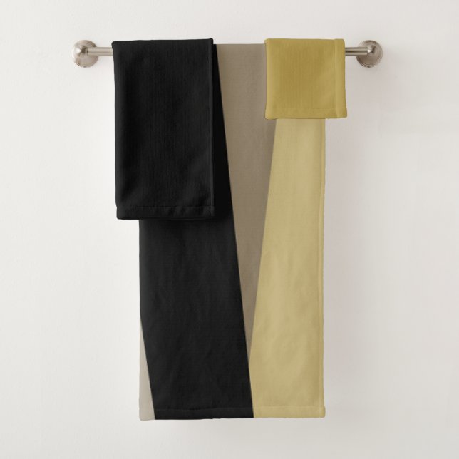 Conjunto De Toalhas abstrato de ouro e preto  (Insitu)