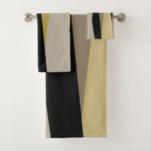 Conjunto De Toalhas abstrato de ouro e preto