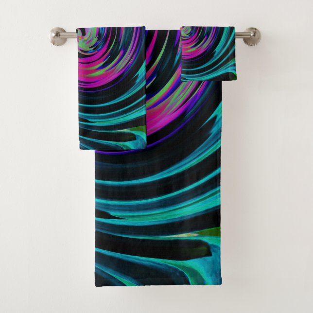 Conjunto De Toalhas Abstrato de preto e turquesa Dramático (Insitu)