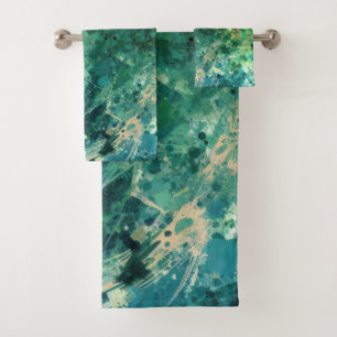 Conjunto De Toalhas Abstrato de ruído verde