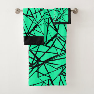 Conjunto De Toalhas Abstrato de turquesa preto