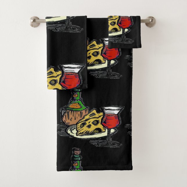 Conjunto De Toalhas Abstrato de vinho, adicionar texto (Insitu)