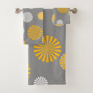 Conjunto De Toalhas Abstrato, dentes-de-leão estilizados, cinza, amare