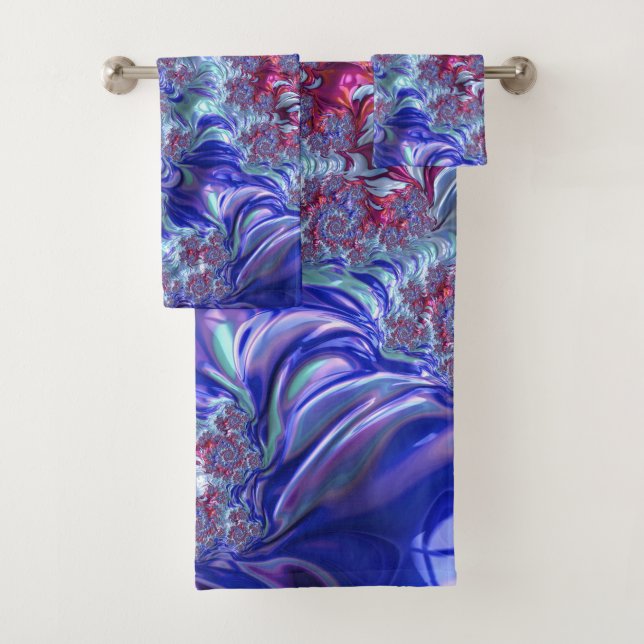 Conjunto De Toalhas Abstrato Digital Fractal Colorido Trippy Groovy (Insitu)