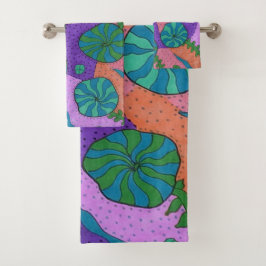 Conjunto De Toalhas Abstrato do Jardim do Mar de Retro 