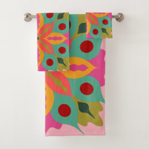Conjunto De Toalhas Abstrato Escala de Grande Escala de Flor Estilizad