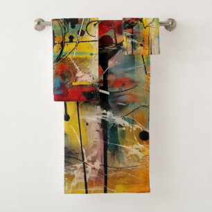Conjunto De Toalhas Abstrato explosão de cores vibrantes e dinâmicas