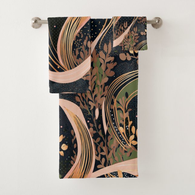 Conjunto De Toalhas Abstrato floral, bolinhas, vinhas (Insitu)