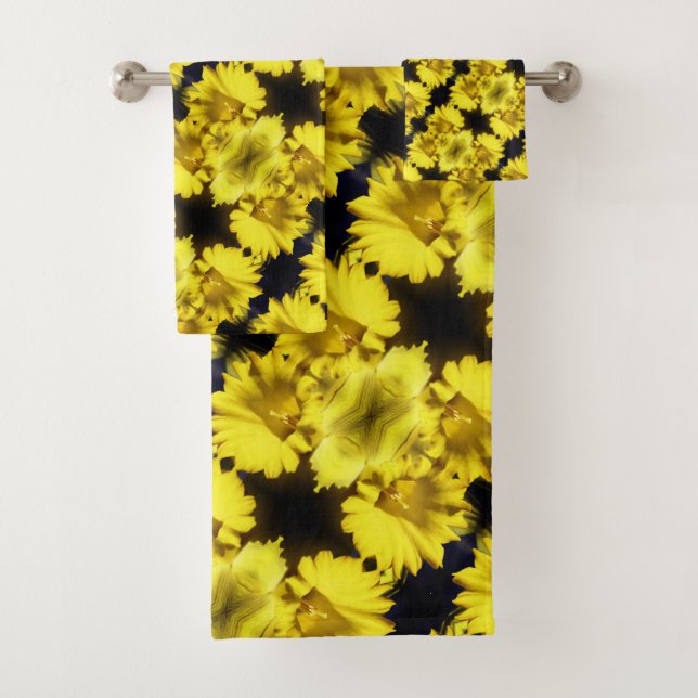 Conjunto De Toalhas Abstrato Floral do centro Daffodil amarelo (Insitu)