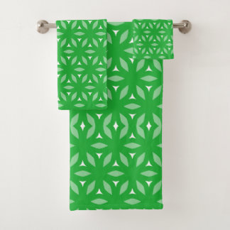 Conjunto De Toalhas Abstrato Floral Geométrico Verde