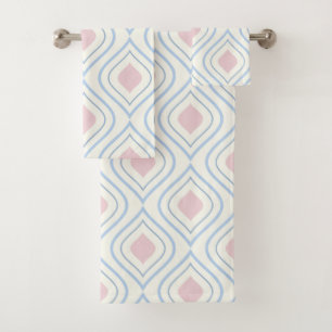 Conjunto De Toalhas Abstrato geométrica, azul, rosa e esbranquiçada