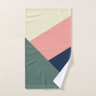 Conjunto De Toalhas abstrato geométrica mínima rosa e verde