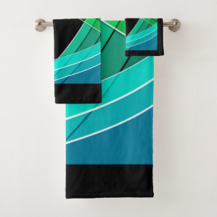 Conjunto De Toalhas Abstrato, geométrica, verde, azul, preto