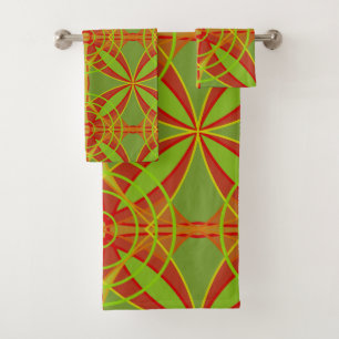 Conjunto De Toalhas Abstrato Geométrico de Design de Cores de outono