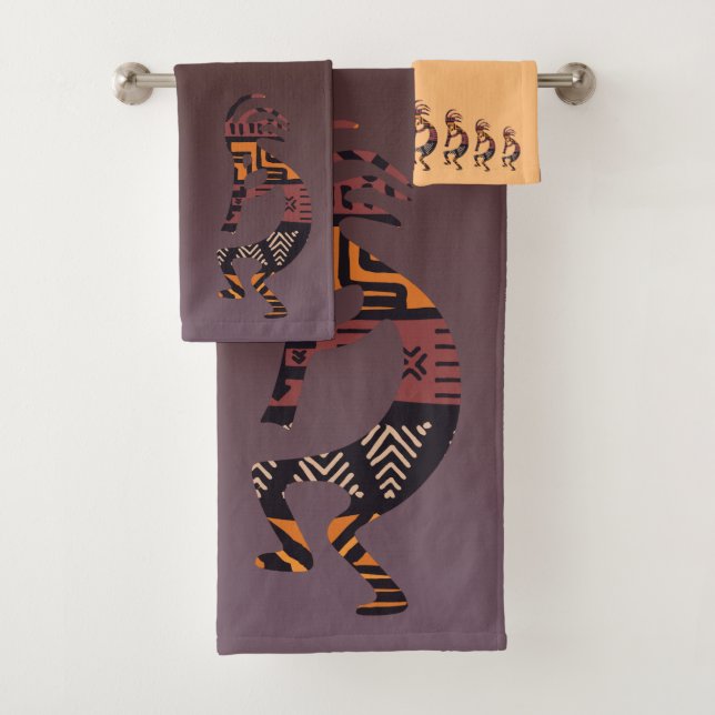 Conjunto De Toalhas Abstrato Kokopelli Bath Towel Set Sudoeste (Insitu)