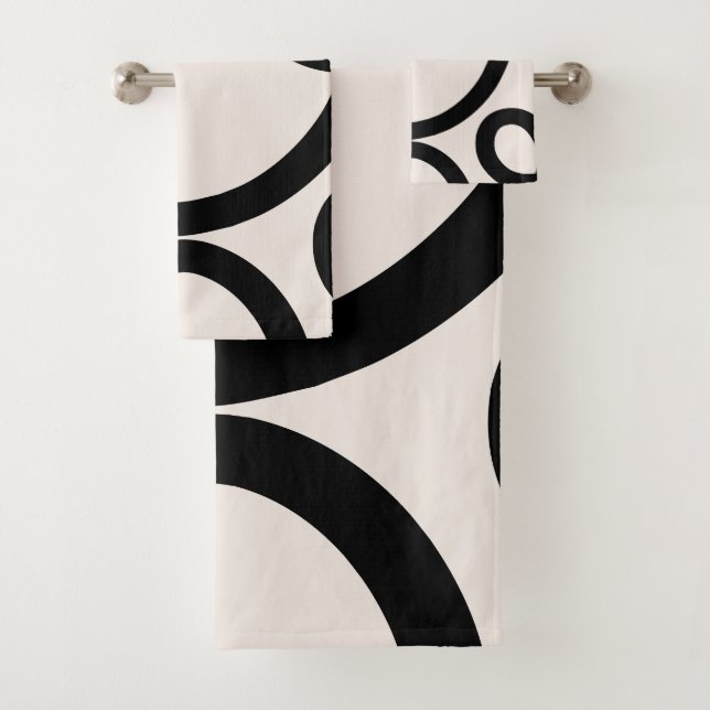 Conjunto De Toalhas Abstrato Linha Preta e Branca (Insitu)