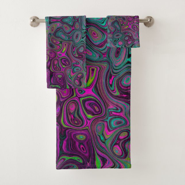 Conjunto De Toalhas Abstrato Magenta e azul-lacrimogênio (Insitu)