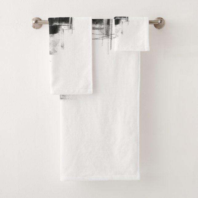 Conjunto De Toalhas Abstrato mínimo preto e branco Art n.o 111 (Insitu)