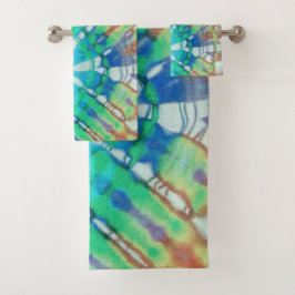 Conjunto De Toalhas Abstrato Modern Beach Tee Brown Batik Tie Dye