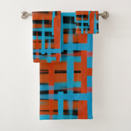 Conjunto De Toalhas Abstrato Modern Orange Blue Bruskes