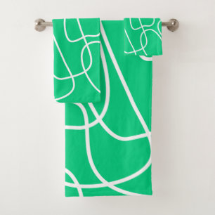 Conjunto De Toalhas Abstrato Moderna Arte em Verde
