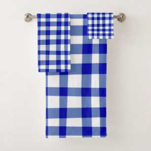 Conjunto De Toalhas Abstrato moderna Xadrez Gingham em branco-escuro